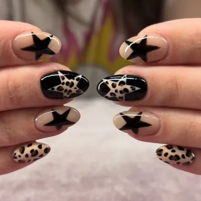 Autumn Winter Leopard Star Press-On Nail Pieces