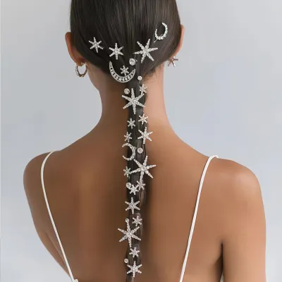 Alloy Electroplated Moon Star Hair Clips Set