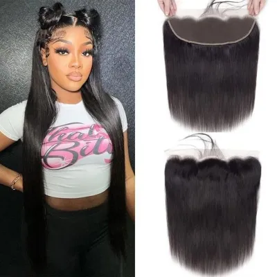 134 Hd Transparent Lace Straight Human Hair Frontal Extension