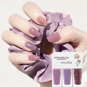 3 ColorsSet Nail Polish Without Lamp Tearable Nail Polish Free Baking Quick Drying Non-Fading Glitter Sequin Nail Uv Varnish