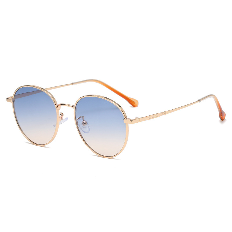 Wholesale Unisex Fashion Round Metal Frame Gradient Sunglasses