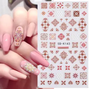 Geometric Pattern Embossed Stereo 5D Adhesive Nail Sticker