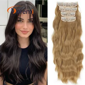 Wig Piece Water Ripple Curly Hair Extension Piece Four-Piece Set Of Cushion Hair Thickening Hair Volume Natural Wig 50Cm