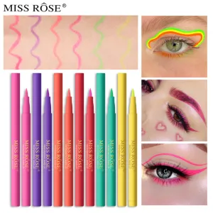 MISS ROSE Purple Eyeliner Waterproof, Oil-Proof And Non-Smudged Liquid Eyeliner Beauty Makeup Multicolor Eyeliner
