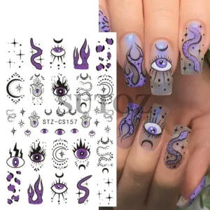 Character Star Abstract Art Circle Floral Line Nail Sticker