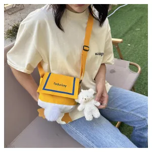 Kids Girls Fashion Casual Cute Duck Butt Zipper Canvas Shoulder Crossbody Bag