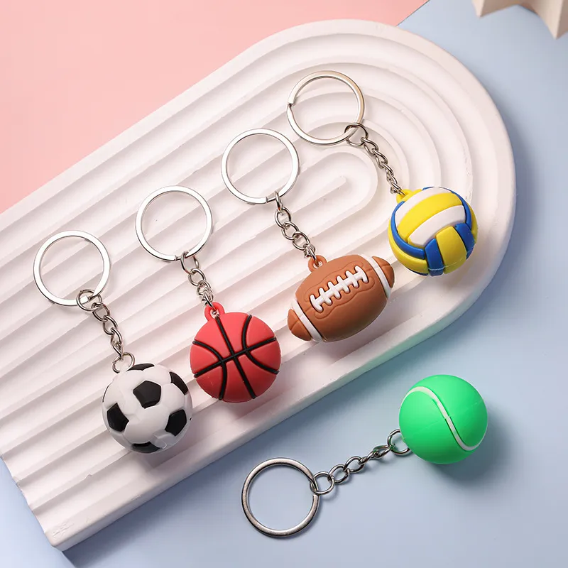 Women Fashion Cartoon Creative Simulation Football Basketball Key Chain Pendant
