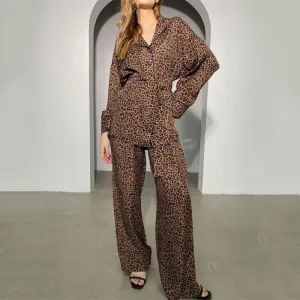 Women Casual Leopard Print Pajamas