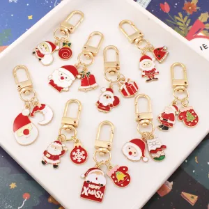 Christmas Women Fashion Cartoon Santa Claus Series Metal Key Chain Pendant