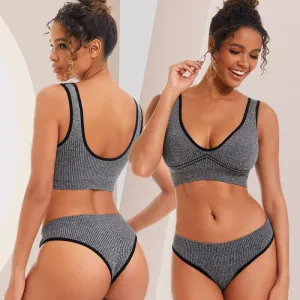 Women Fashion Sexy Push-Up Breathable Shockproof Bra Panties Set