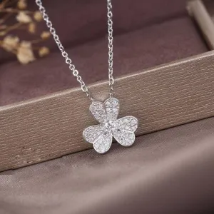 Women Fashion Simple Geometric Water Drops Rhinestone Necklace
