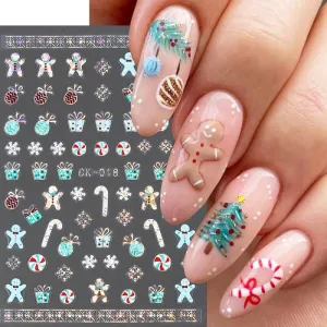 Christmas Bronzing Laser Santa Snowflake Nail Back Adhesive Sticker