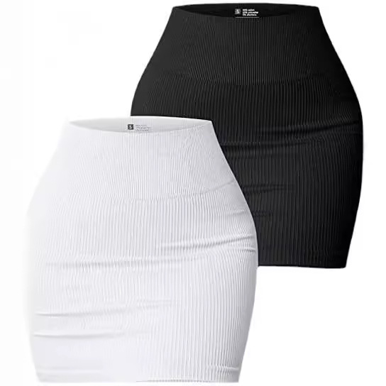 Wholesale Women Rib-Knit Basic Sexy High Waist Mini Skirt