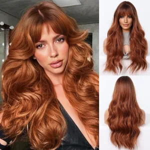 Women Fashion Brown Long Curly Hair Wig