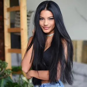 Women Fashion Front Long Straight Lace Wig