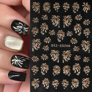 Gradient Champagne Gold And Silver Colorful Fireworks Nail Art Sticker
