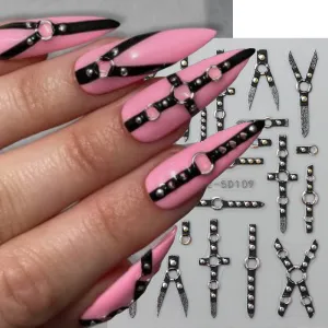 Diablo Punk Cross Embossed Nail Art Sticker