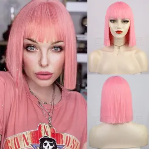 Fashion Pink Short Straight Hair Wig