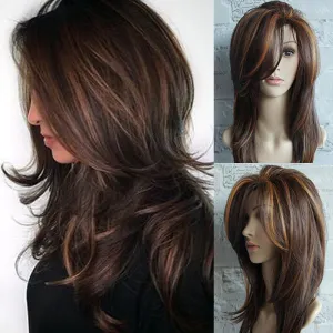 Women Fashion Highlights Gradient Long Curly Hair Wig