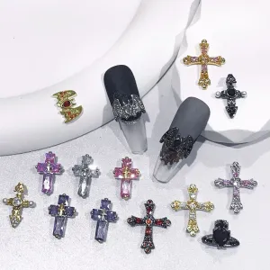 Gothic Punk Zircon Cross Nail Accessories
