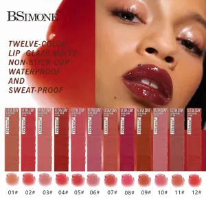 Matte Matte Liquid Lip Glaze Non-Stick Cup Lipstick Easy Color Lip Gloss Makeup