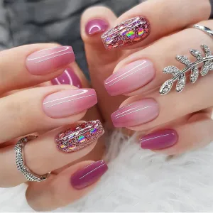 Fashion Gradient Sequin Fake Nails