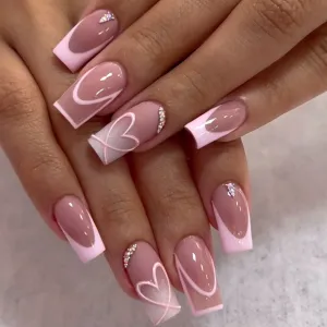 Fashion Heart-Shaped Line False Nails