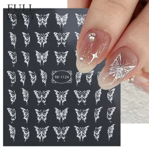 Women Fashion Silver Butterfly Nail Art Sticker