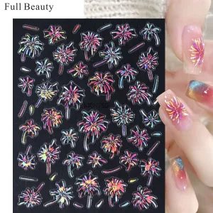Women Fashion Gradient Magic Fireworks Nail Art Stickers