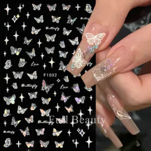 Women Fashion Laser Multicolor Butterfly Nail Art Sticker