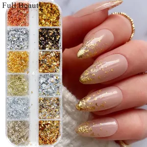 Nail Glitter Sequins Broken Diamond Gold Foil Platinum Fragments Nail Accessories
