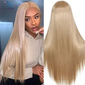 Women Fashion Gold Long Straight Wig