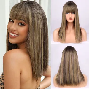 Fashion Long Straight Hair Wig With Middle Bangs