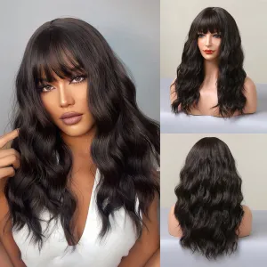 Women Fashionable Long Curly Hair Wig With Bangs
