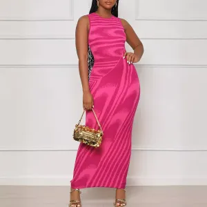 Women Fashion Sexy Gradient Sleeveless Slim-Fit Dress