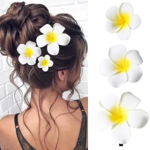 Simulation Plumeria Flower Hairpin Beach Vacation Hair Clip 3pcsset