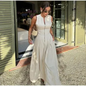 Women Casual Leopard Printing V-Neck Defined Waist Sundresses
