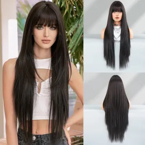 Fashion Black Long Straight Hair Wig