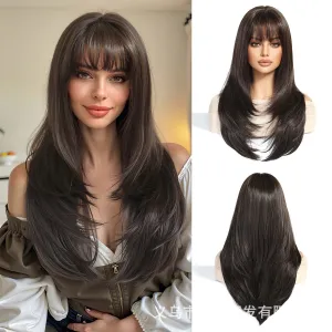 Fashion Bangs Gradient Long Straight Wig